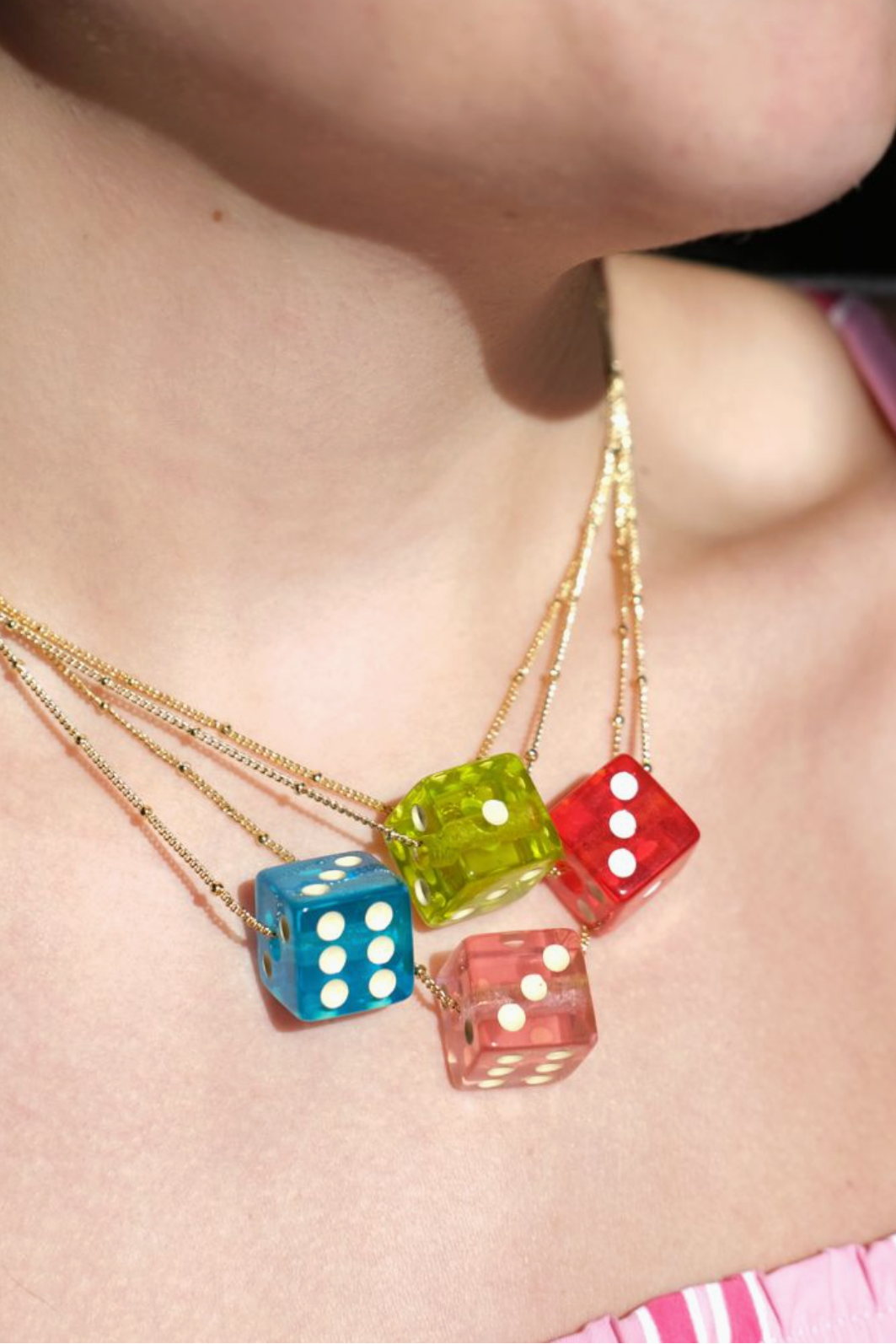 Nickel & Suede Dice Gold Necklace | Multiple Colors available