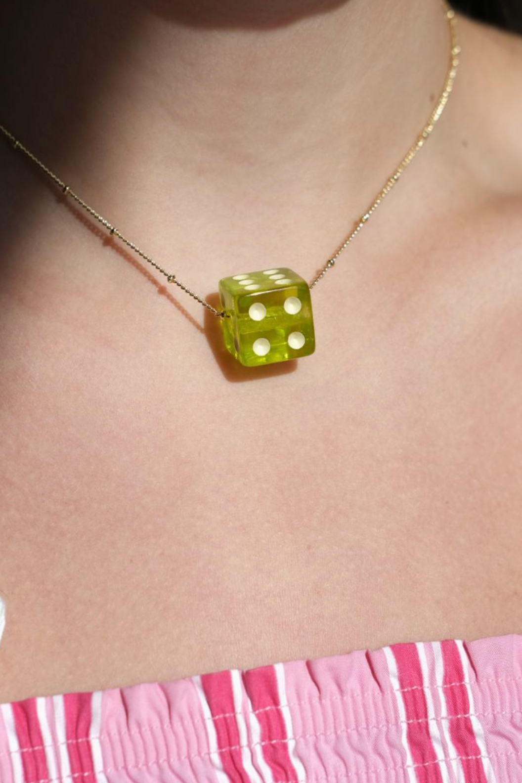 Nickel & Suede Dice Gold Necklace | Multiple Colors available