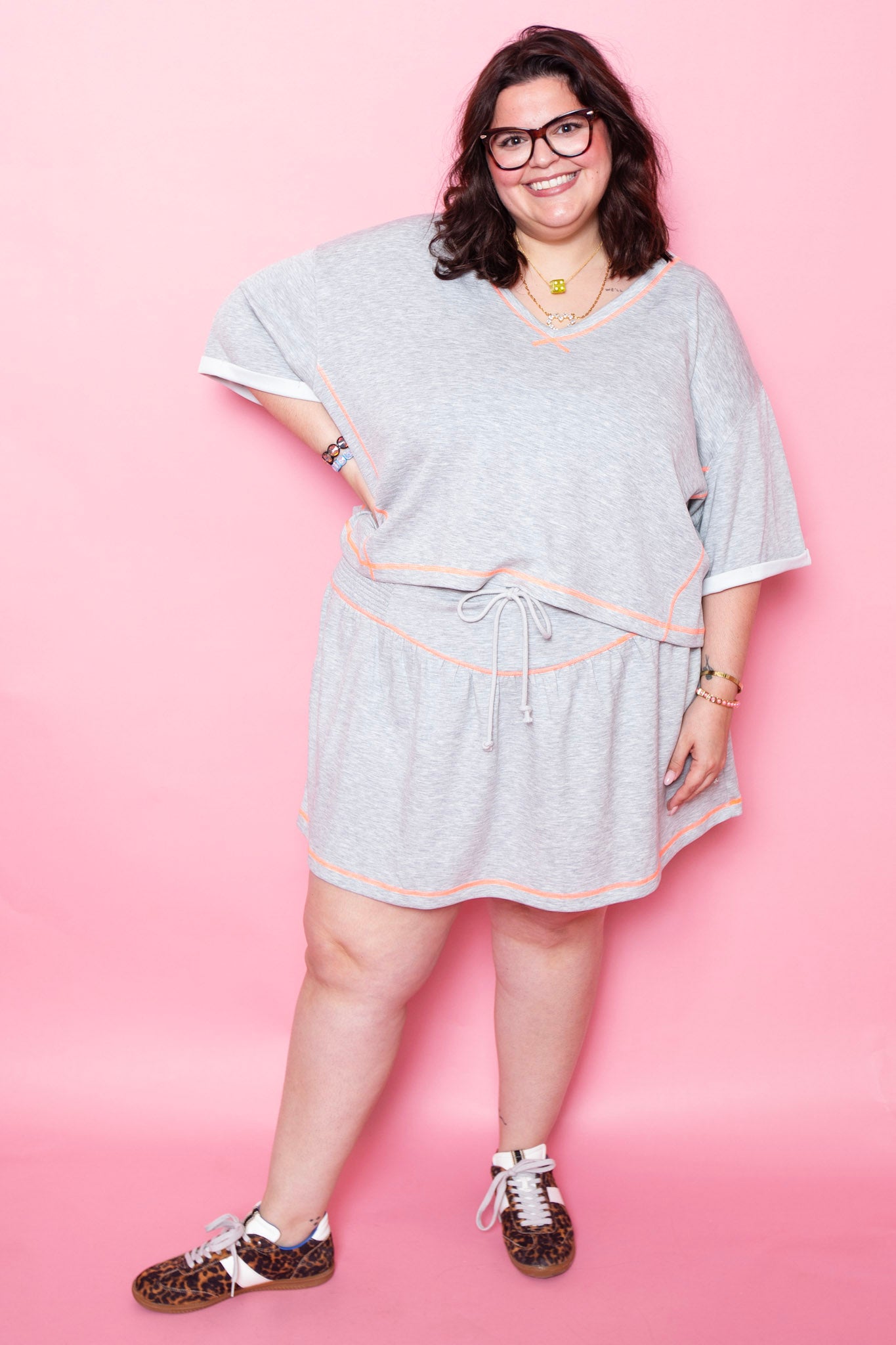 Pink Piped Skort Set | Reg & Plus