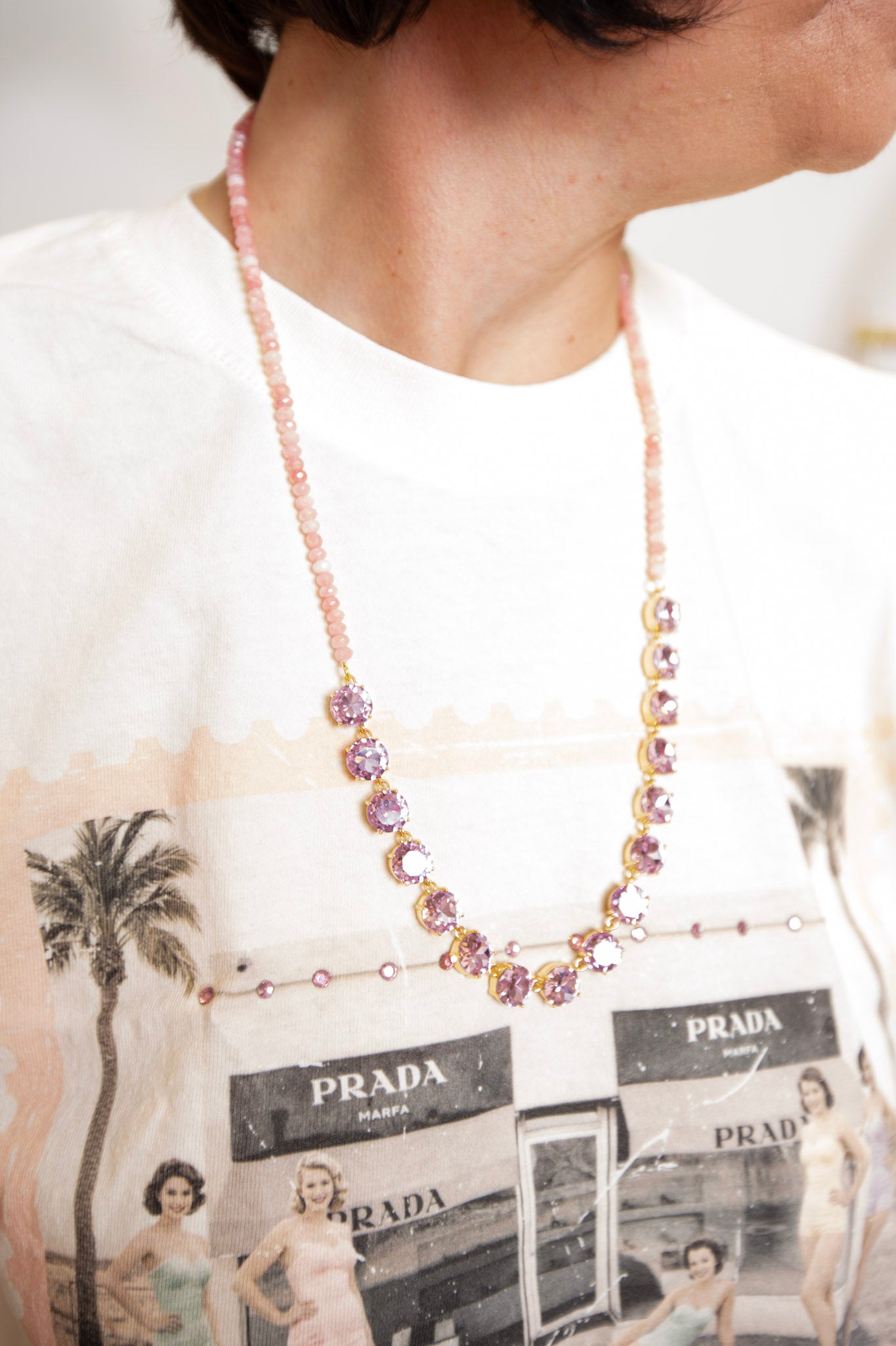 Pink Bead and Jewel Necklace
