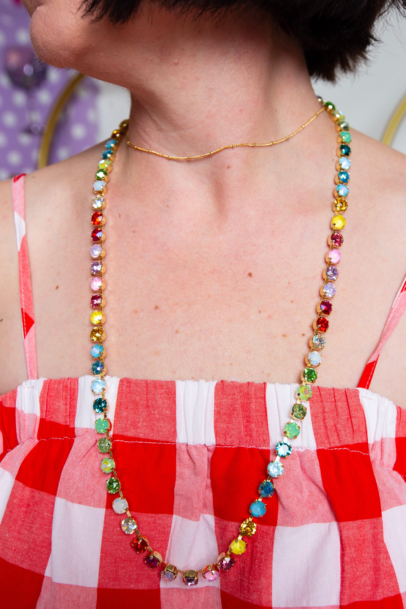 Long Rainbow Jewel Necklace