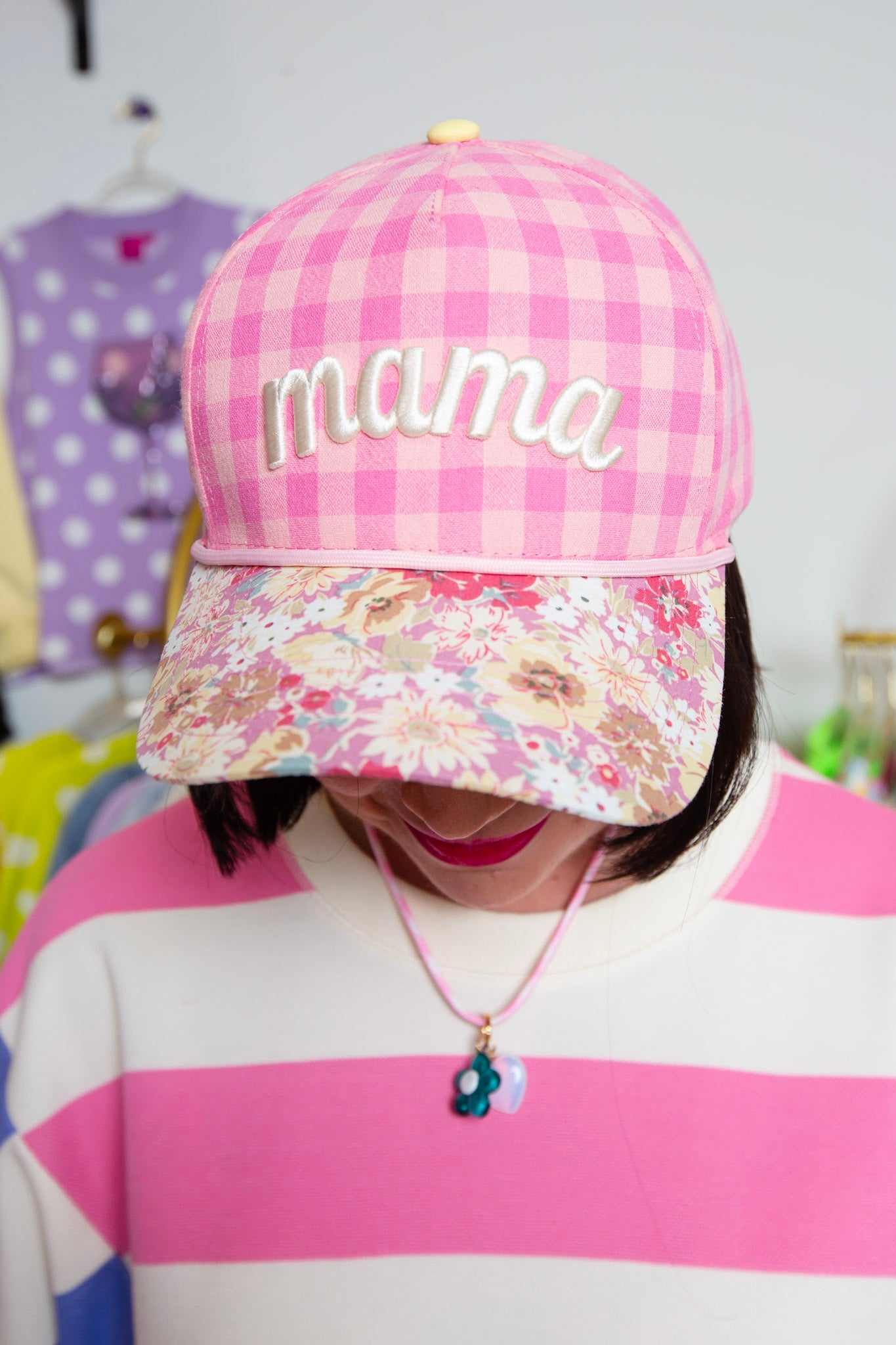 Taylor Elliott | Pink Gingham Mama Hat