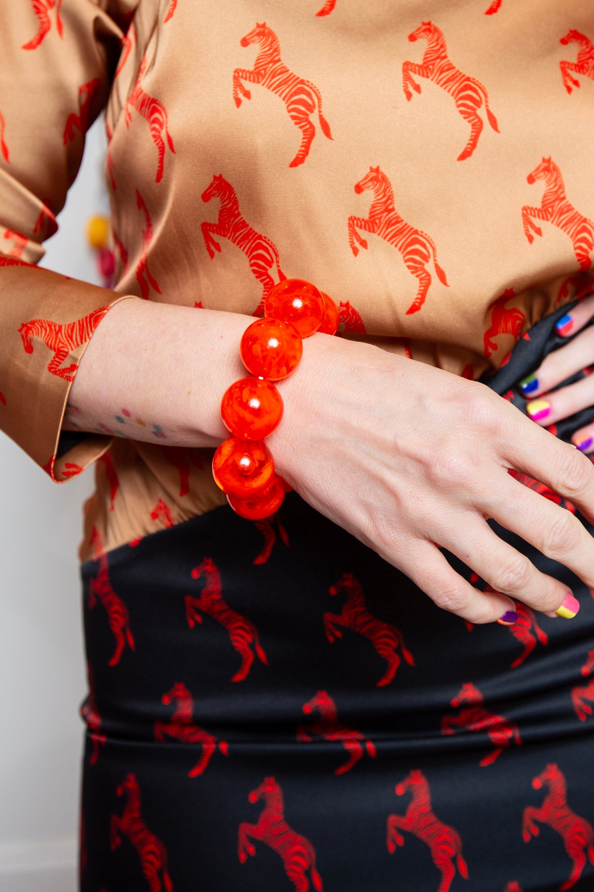 Marble Bead Bracelet | Bright Orange