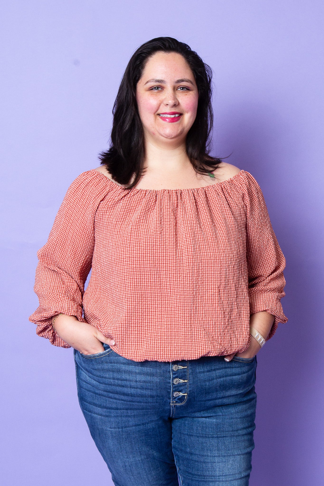 Fancy Gingham Top | Plus
