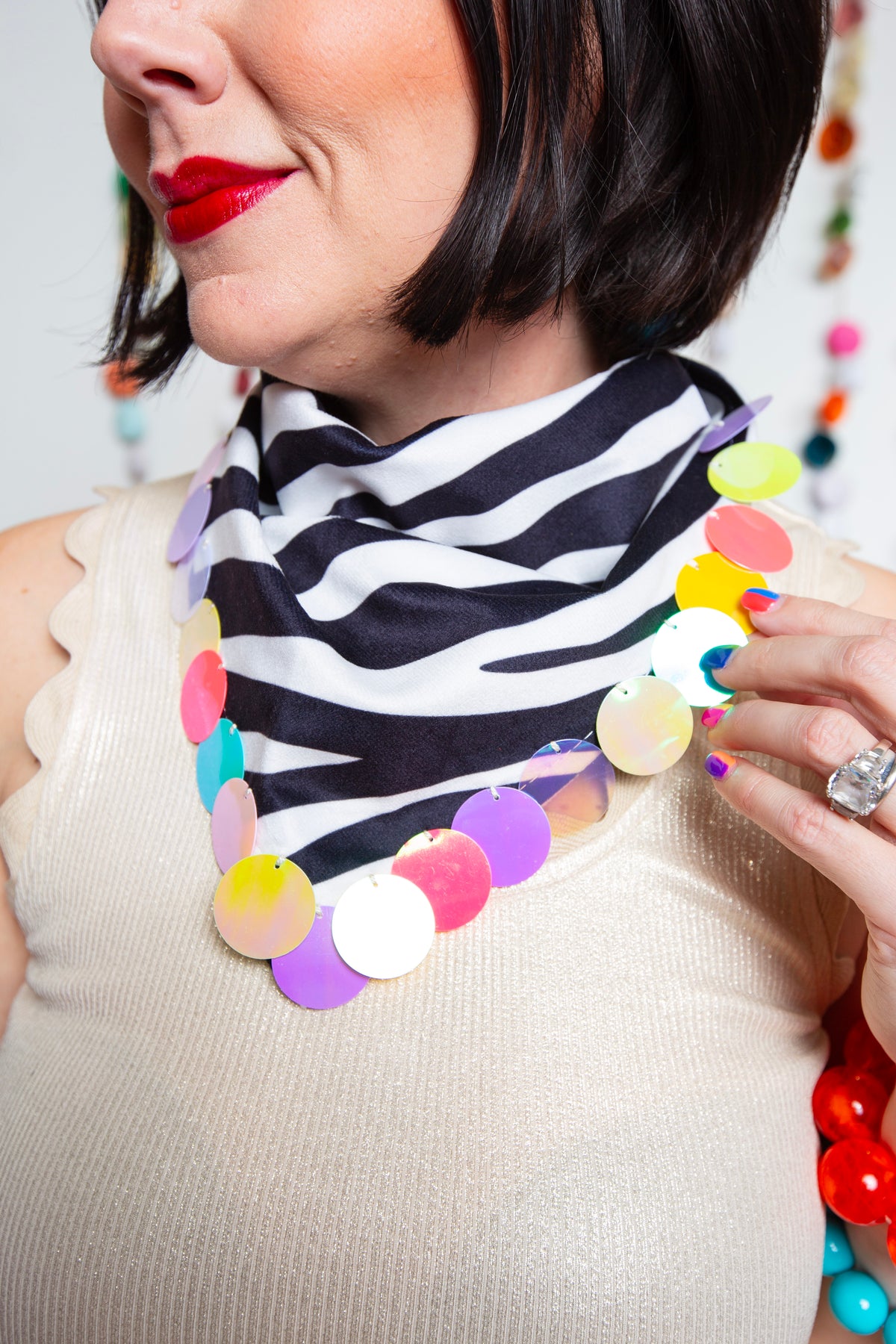 Zebra Sequin Bandana