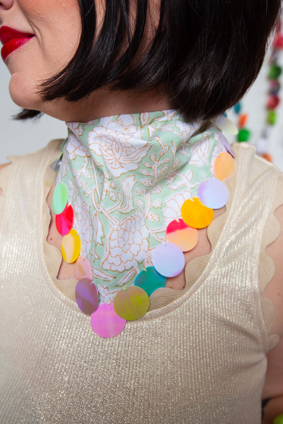 Minty Sequin Bandana