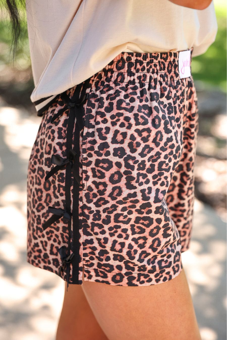 Bow Trim Boxer Shorts- Safari Chic