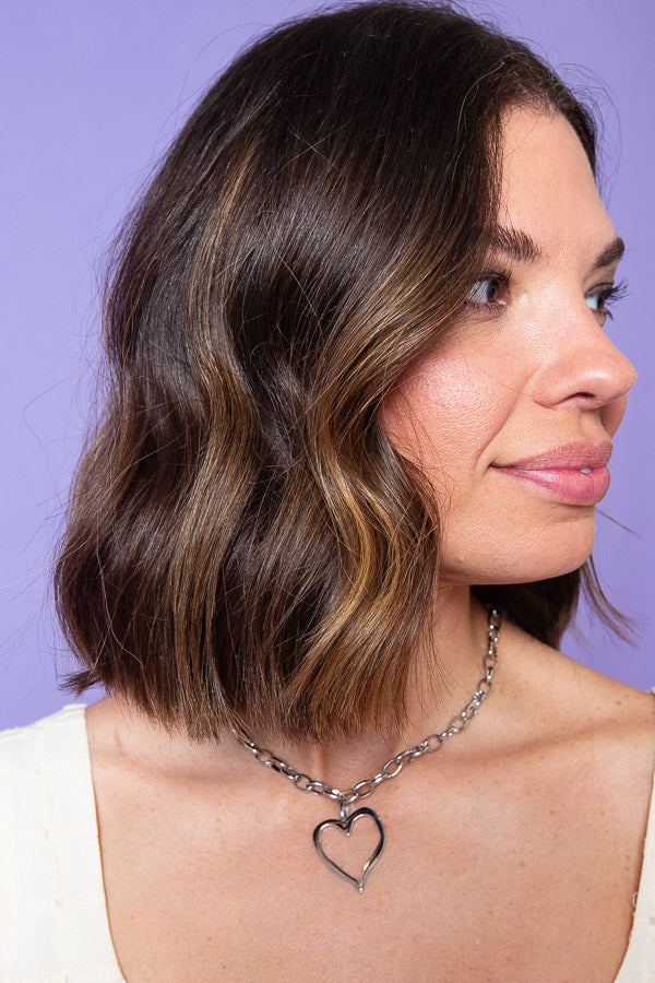 Chansutt Pearls | Large Open Heart Necklace Silver