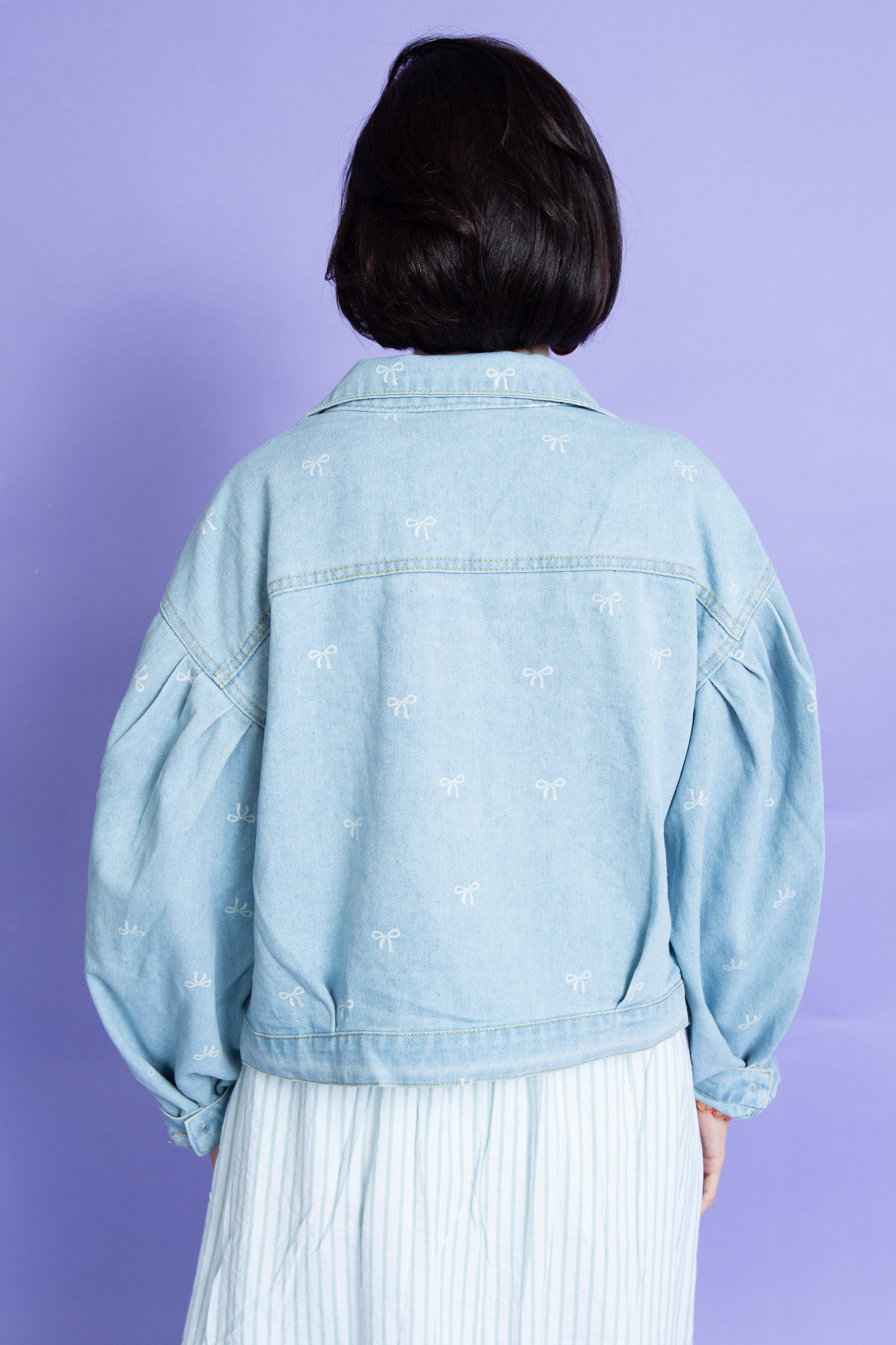 Mandie Bow Print Denim Jacket