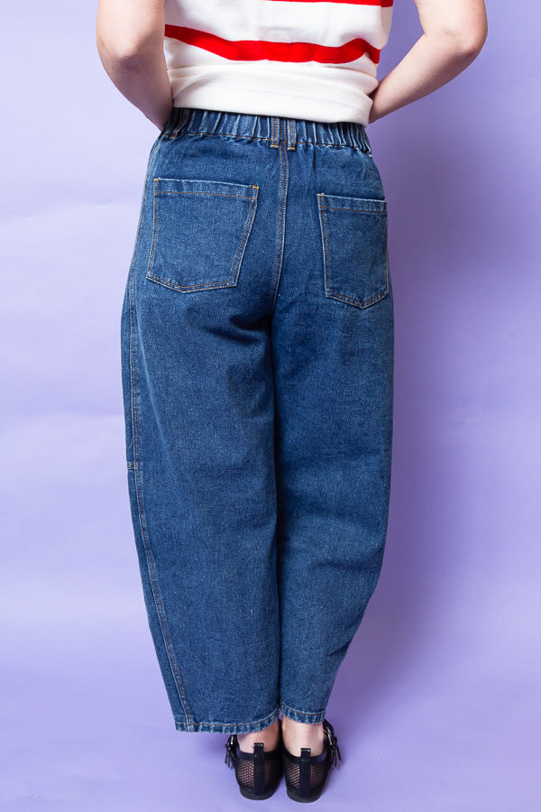 Pearl Bow Denim Barrel Jeans