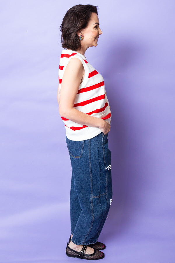 Golden Red Striped Vest