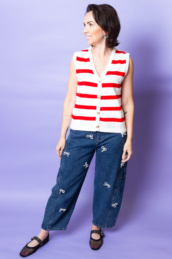 Golden Red Striped Vest