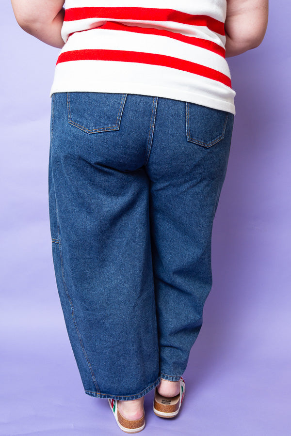 Pearl Bow Denim Barrel Jeans | Plus