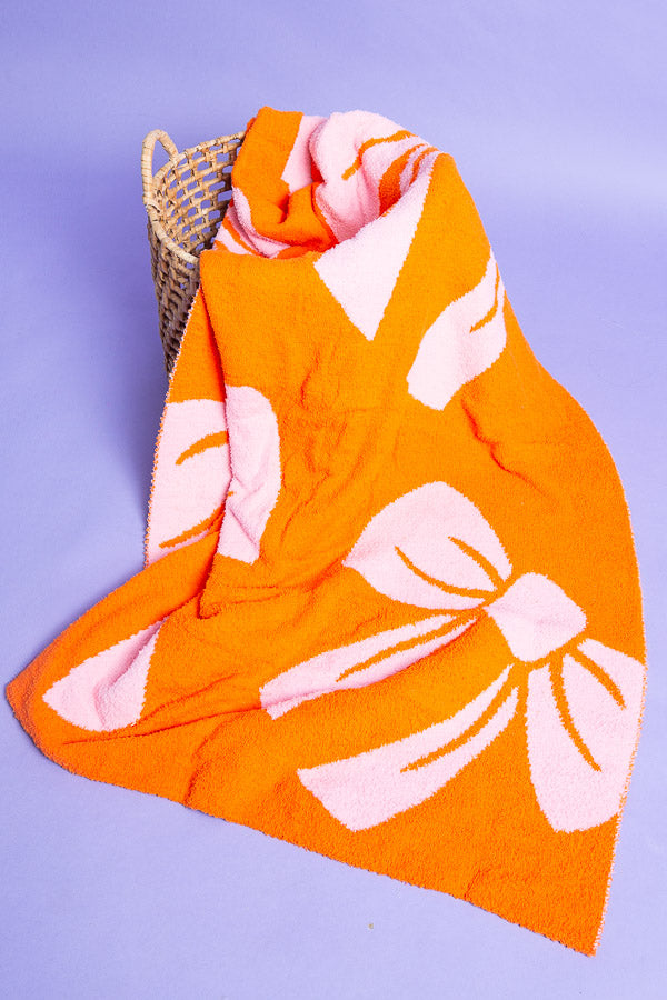 Nash Grey Orange & Pink Bows Blanket