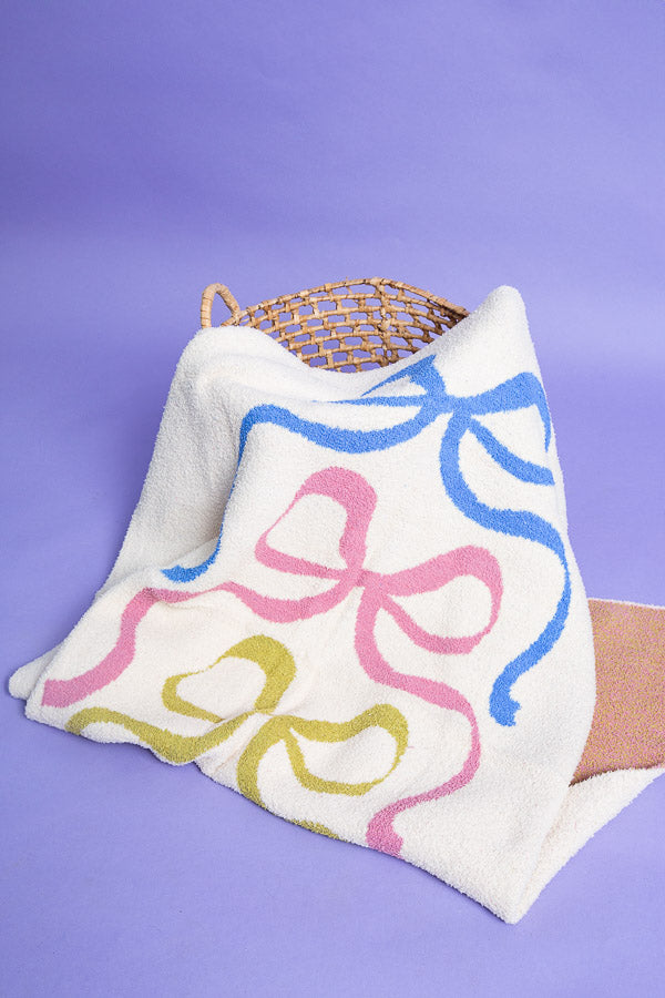 Nash Grey Cream with 3 Bows Blanket