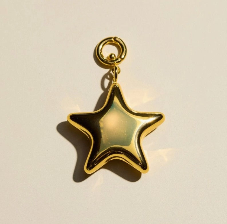 Nickel & Suede Large Star Charm | Gold or Silver