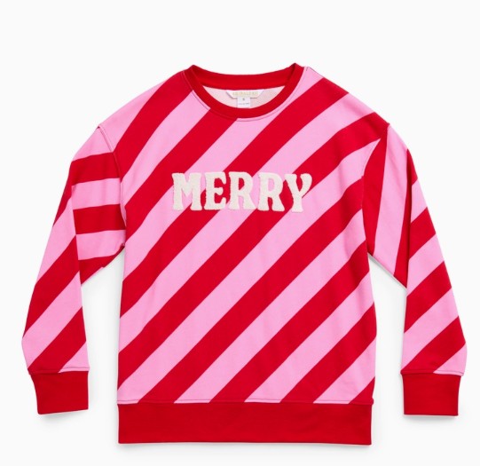 Merry Diagonal Striped Sweatshirt