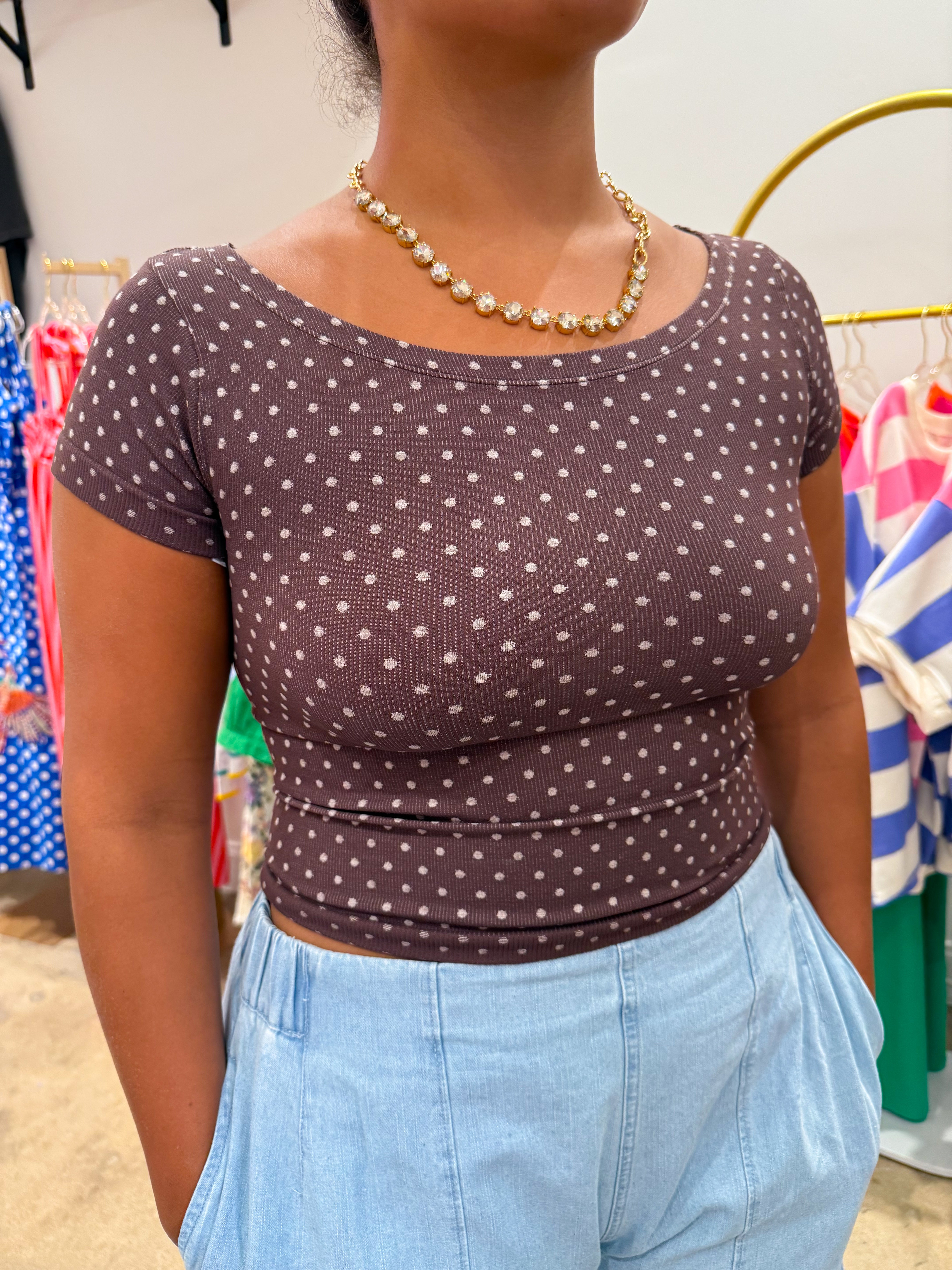 Polka Dot Top | French Roast