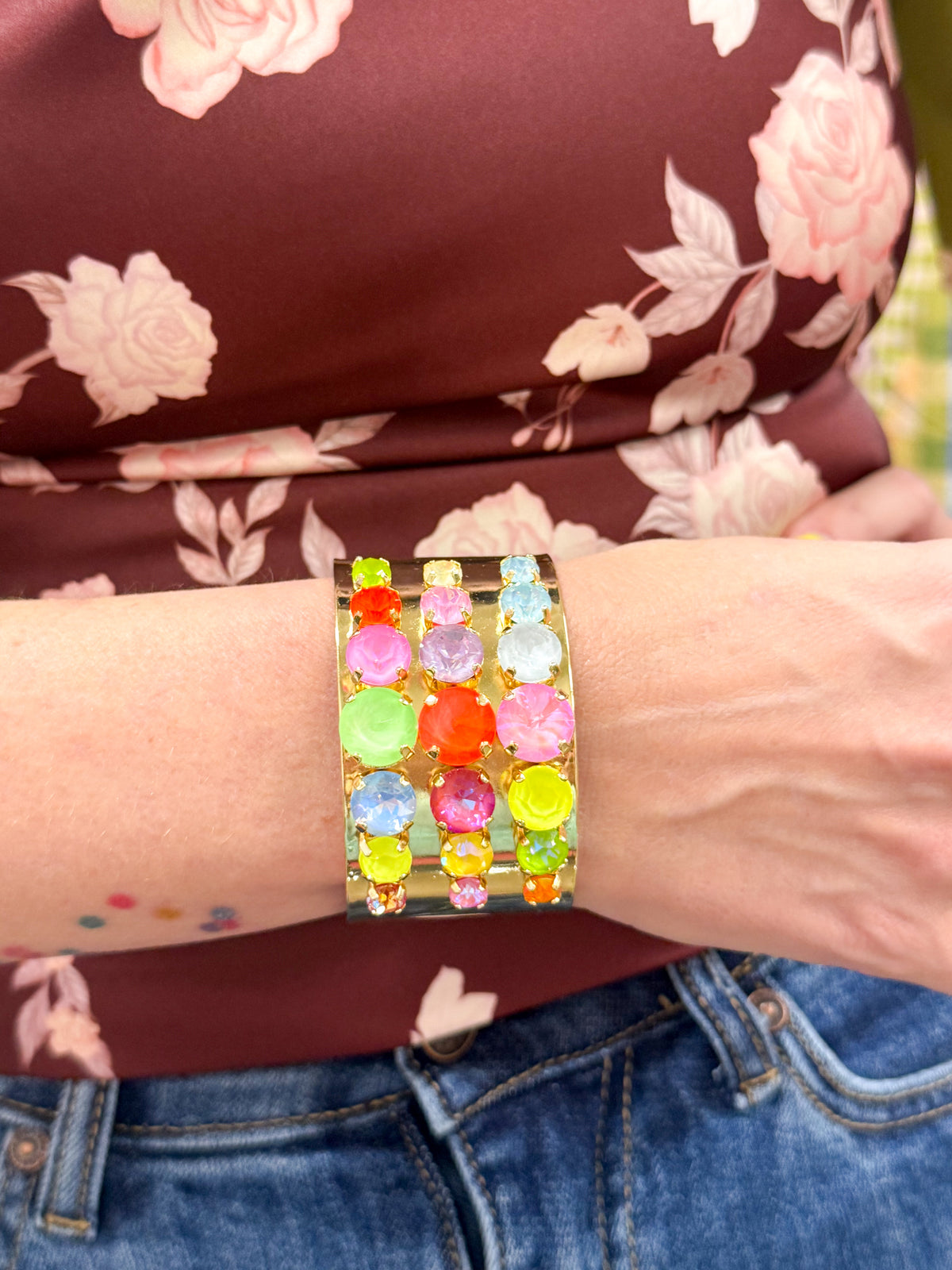 Multi Color Stone Cuff