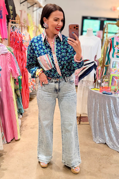 Saige Denim Rise Wide Leg