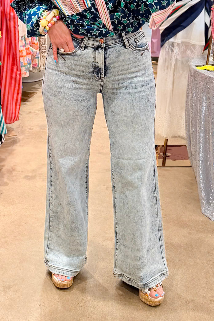 Saige Denim Rise Wide Leg