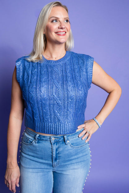 Metallic Waves Sweater Vest