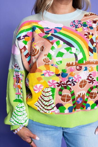 QUEEN OF SPARKLES | Multi Christmas Candyland Sweater