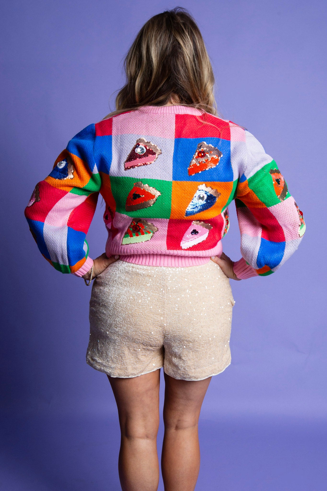 QUEEN OF SPARKLES | Color Block Pumpkin Pie Sweater