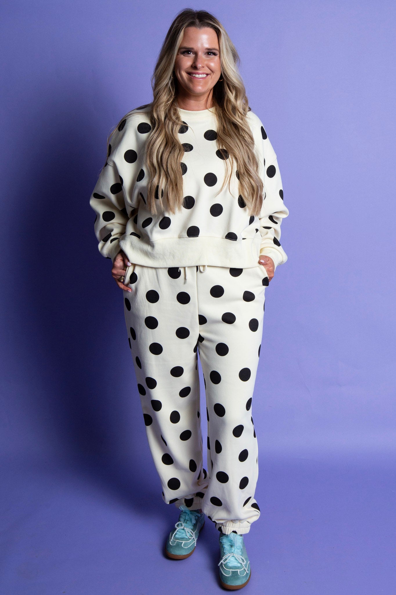 Polka Dot Crop Sweatshirt