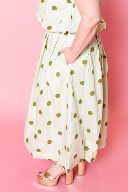 Matcha Pop Polka Dot Skirt