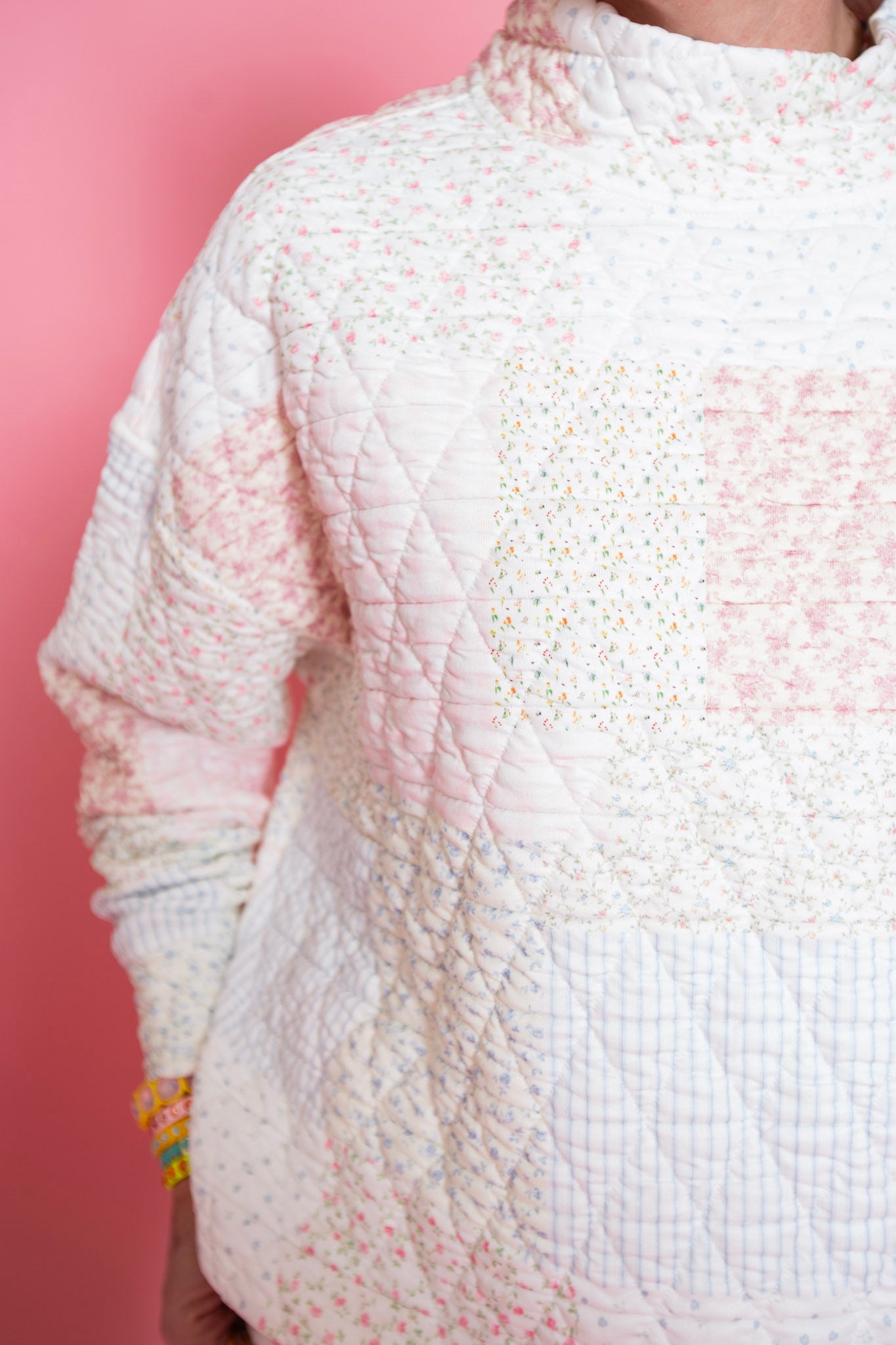 Quilted Pastel Mockneck Sweatshirt