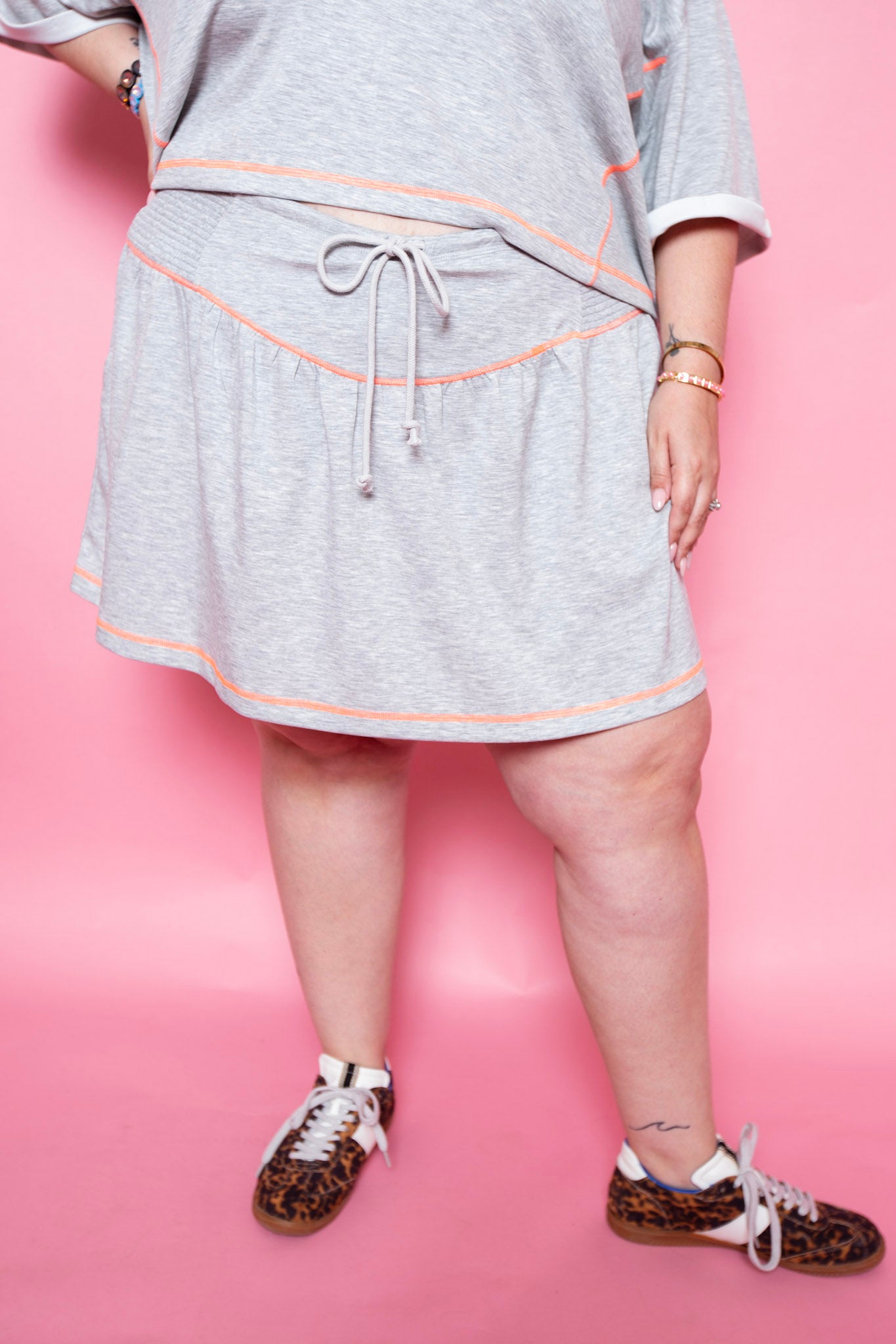 Pink Piped Skort Set | Reg & Plus