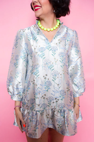Brianna Cannon | Bib Dress - Hydrangea Jacquard