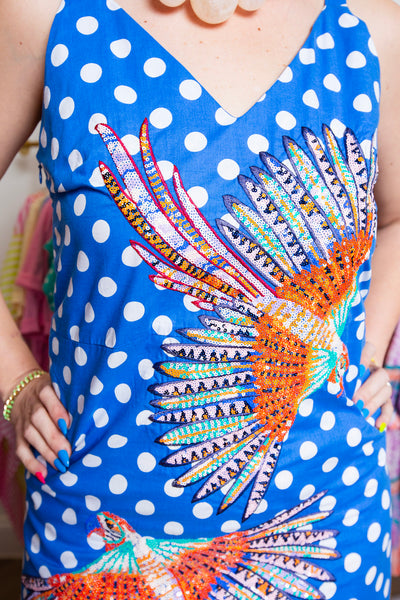 QUEEN OF SPARKLES | Polka Dot Bird Dress
