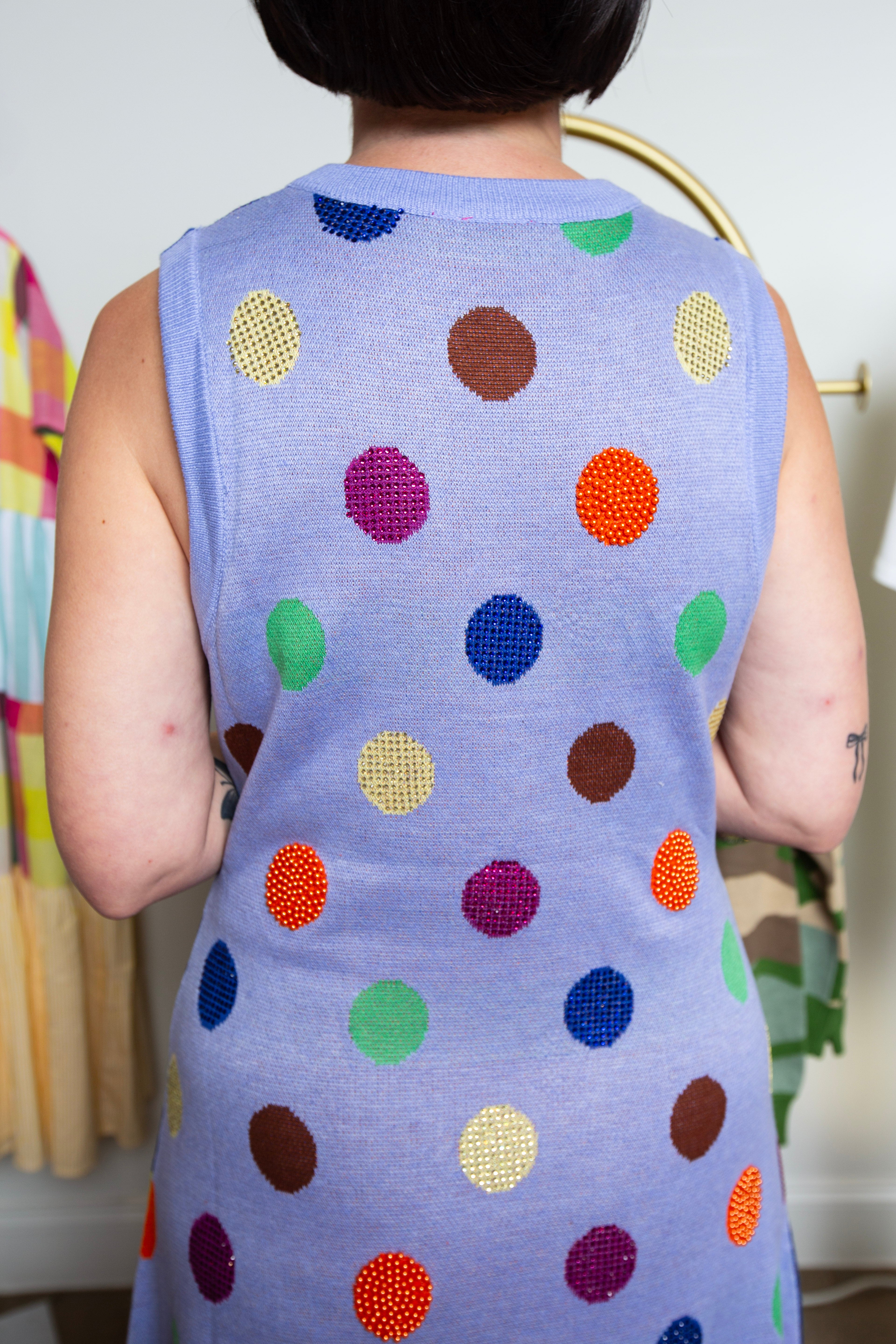 Queen Of Sparkles | Royal Multi Polka Dot Dress