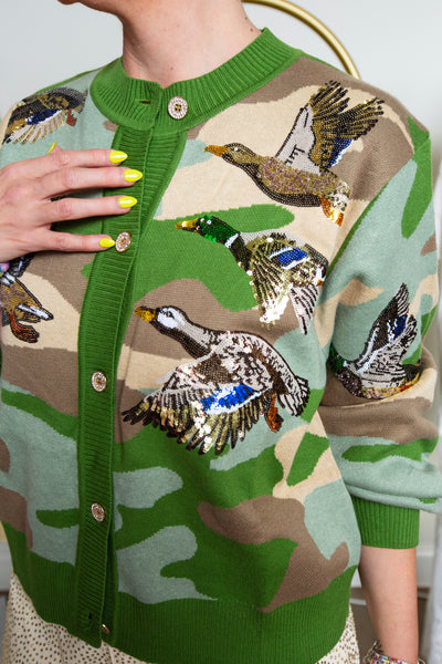 Queen Of Sparkles | Flying Duck Camo Cardigan