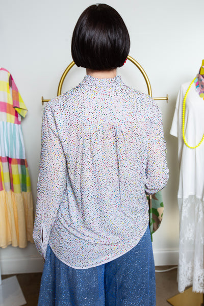 Queen Of Sparkles | Light Blue Multi Rhinestone Button Down
