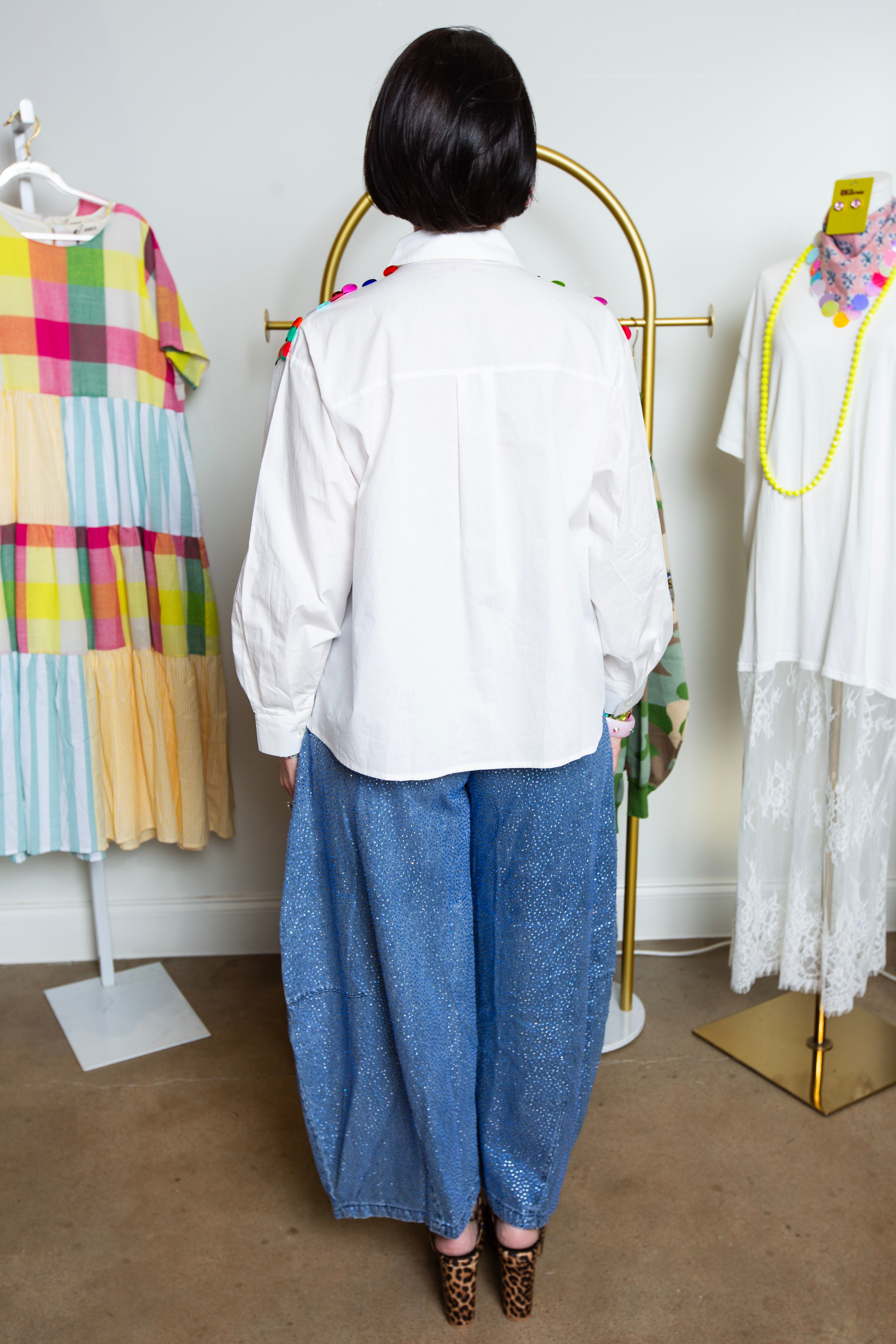 Queen Of Sparkles | Multi Color Sequin Button Down