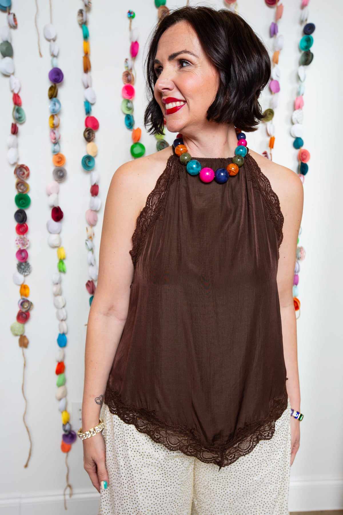 Brown Lacey Tank