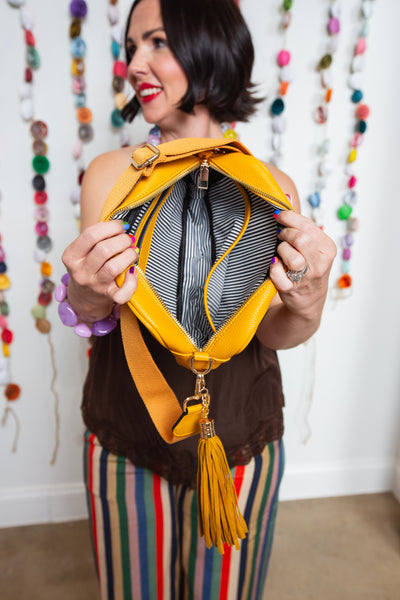Tassel Rectangle Faux Leather Bag | Yellow