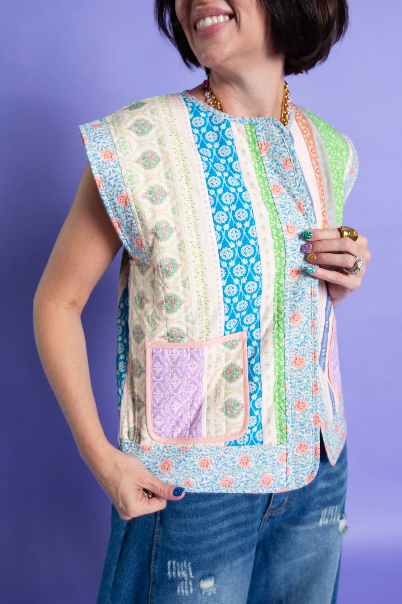 Floral Quilted Vest