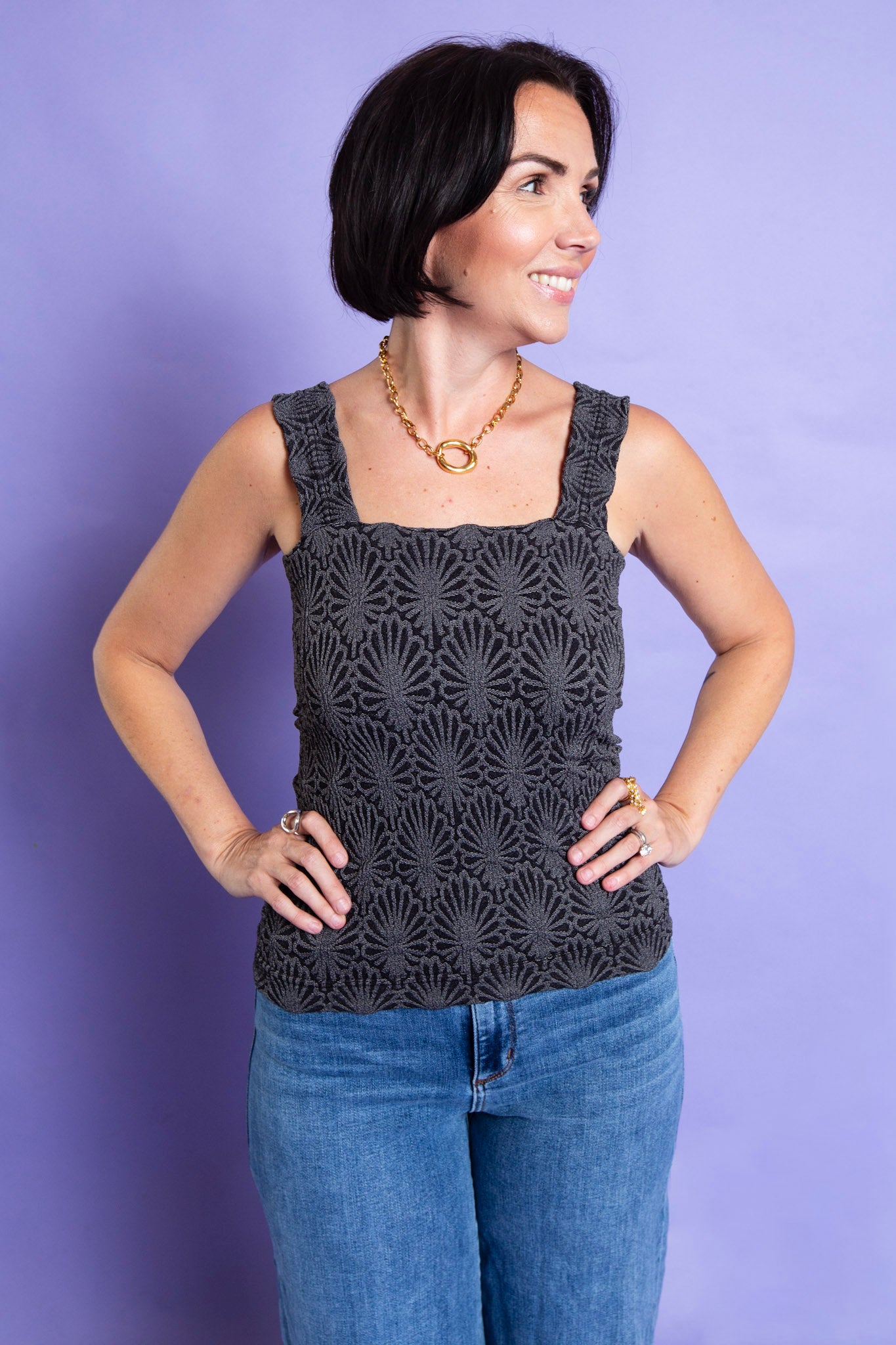 Super Stretch Krinkle Tank | Black