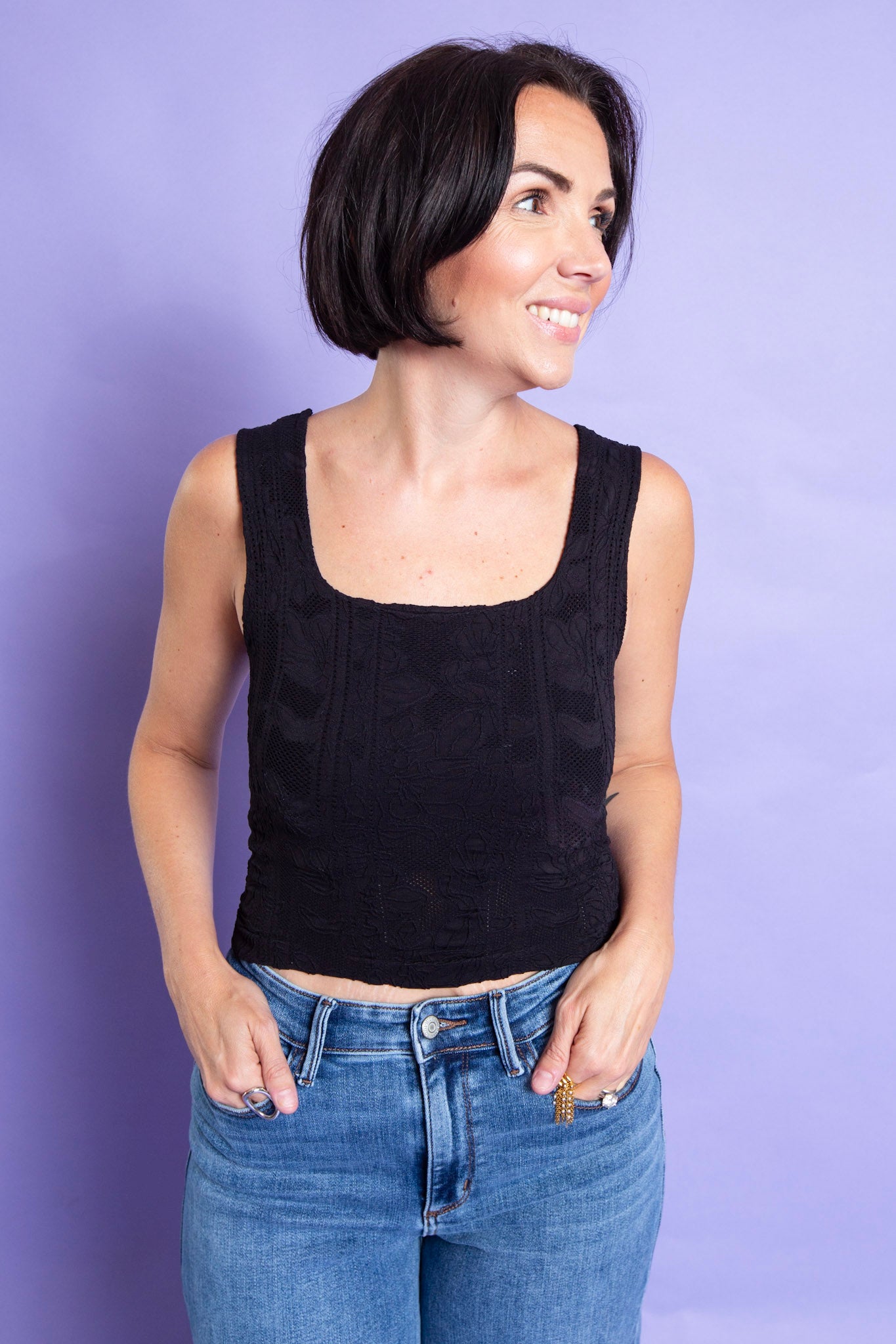 Double Lace Square Crop Top