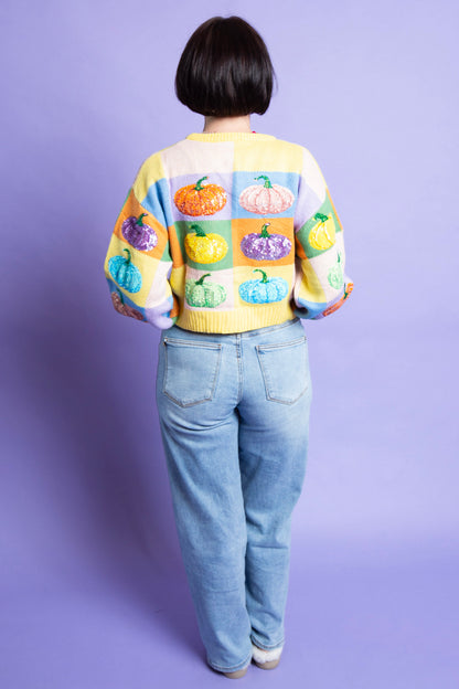 QUEEN OF SPARKLES | Pumpkin Color Block Cardigan