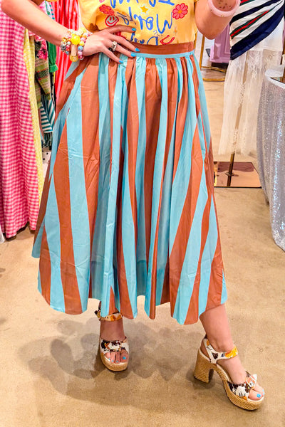 Retro Stripes Midi Skirt
