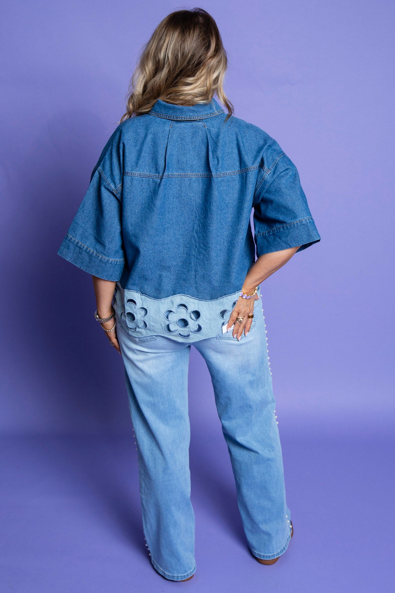 True Flowers Denim Top