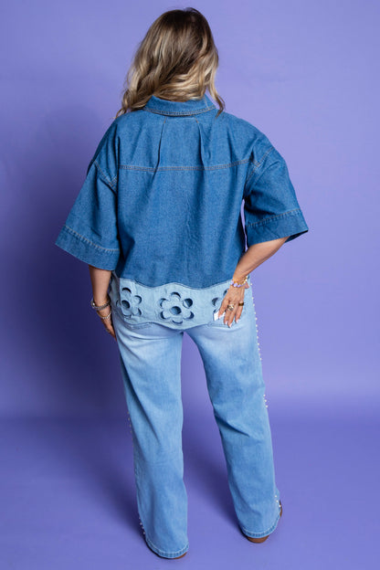 True Flowers Denim Top