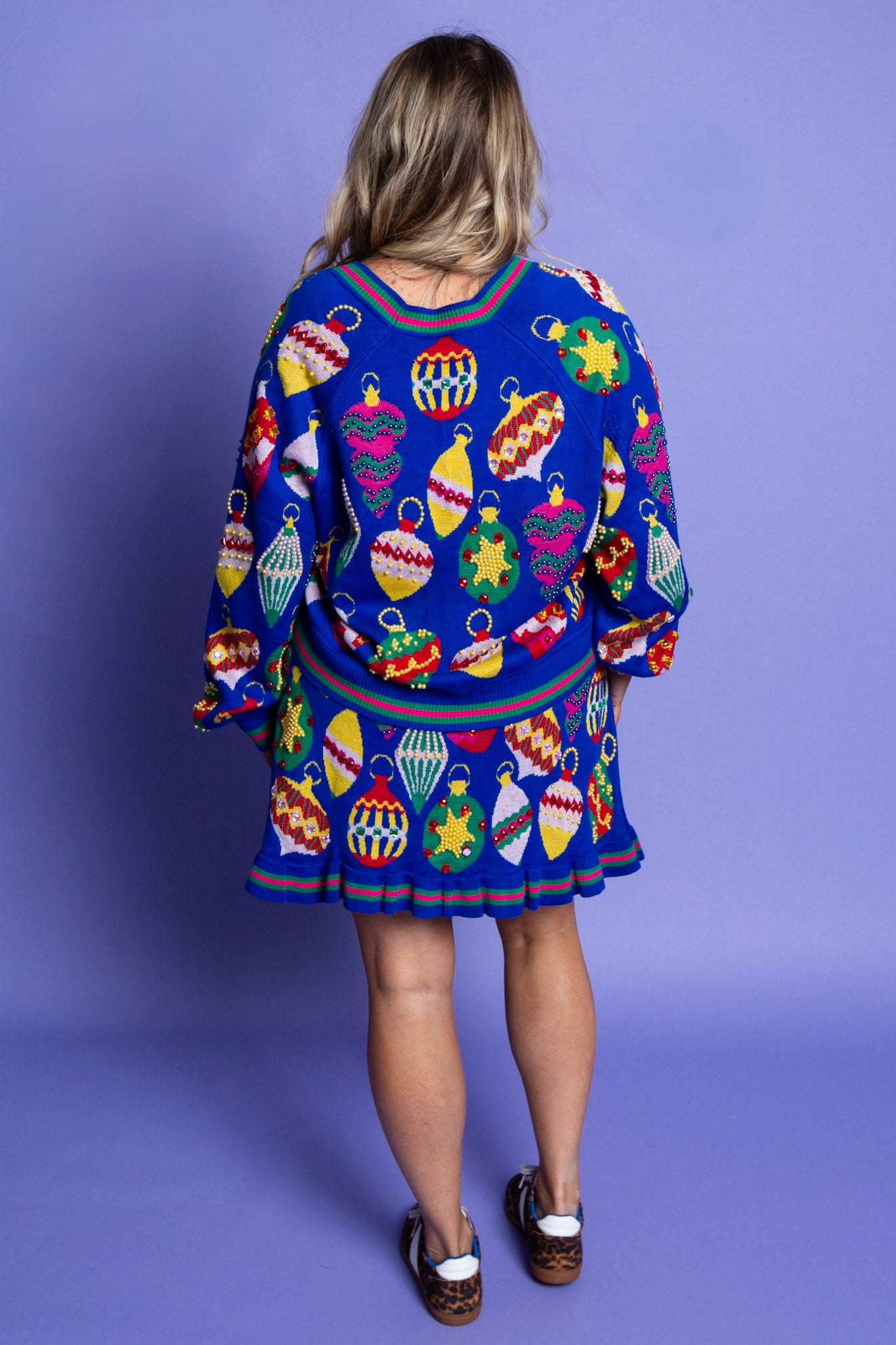 QUEEN OF SPARKLES | Royal Blue Ornament Cardigan