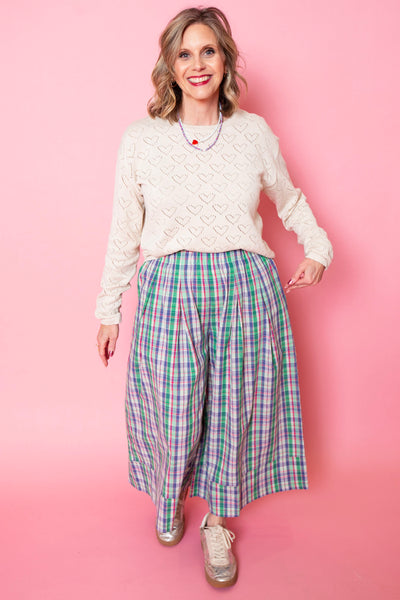 Heart Pointelle Lightweight Sweater