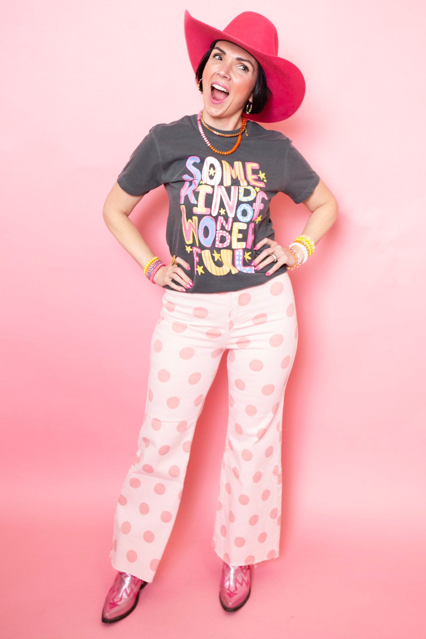 Big Polka Dot Blush Denim Pants